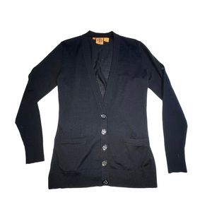 Tory Burch Button Cardigan Sweater Black Large